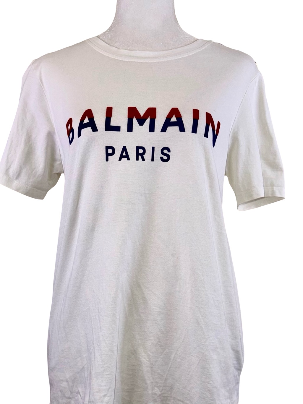 Balmain Button-Embellished Logo T-Shirt In White